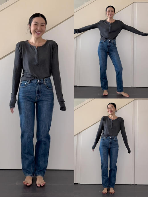 HIDEMI都市单宁系列多重水洗猫须做旧牛仔蓝直筒牛仔裤 商品图2