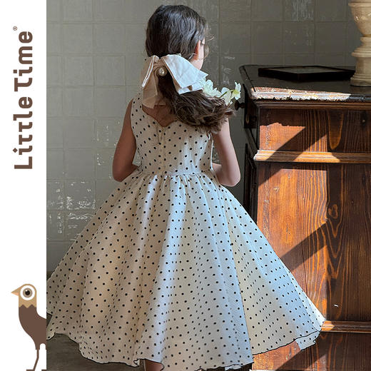 Littletime女童连衣裙春夏儿童法式复古气质公主裙中大童吊带长裙 商品图4