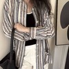 顺丰包邮洛诗琳21652慵懒风宽松复古蓝白条纹亚麻衬衫男女同款576 商品缩略图1