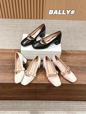 莞产BALLY巴利春夏新款，时尚粗跟平底/高跟马丽珍logo字母单鞋，走秀款芭蕾舞鞋（HC）
