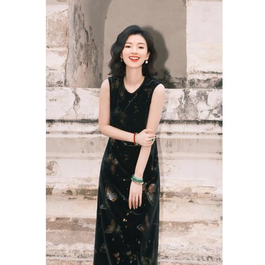 西子/【庄生梦蝶】非遗烧箔烫金工艺质感蝴蝶丝绒无袖背心连衣裙/CQBH791 商品图1