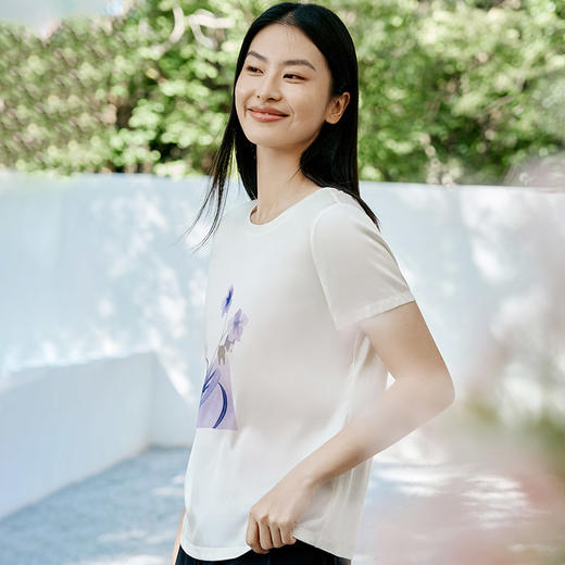 金三塔真丝针织小衫女100%桑蚕丝宽松舒适T恤家居服上装春夏新品（限价款）  YZFFA701 商品图1