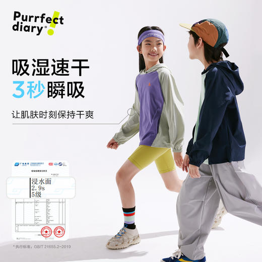 【咕噜日记】春季新款【3秒速干】童装儿童连帽卫衣速干男女童拼色上衣新春装 商品图2