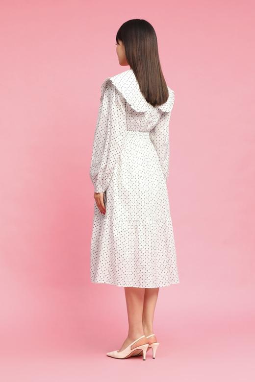 L.Fleuri 娃娃领黑白碎花收腰连衣裙 11756 商品图2