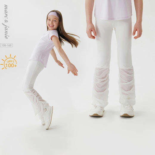 【凉感防晒】马克珍妮女童网纱拼接瑜伽裤儿童裤子春夏新款550619 商品图0