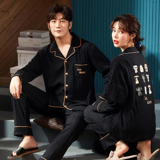 【柔软舒适！吸汗透气】春秋情侣睡衣秋冬季棉质长袖可外穿男士女士可爱大码女家居服。ry 商品图11