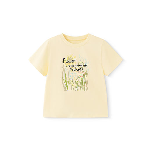 英氏儿童T恤夏季纯棉透气女童T恤中大童基础款百搭短袖上衣新款 商品图4