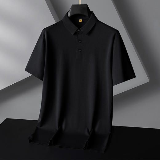 【冰丝】【DG】大依优型大码休闲纯色Polo衫冰丝凉感翻领百搭半袖体恤夏季胖子上衣 商品图1