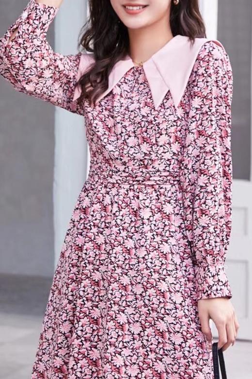 L.Fleuri 粉底印花收腰连衣裙 11764 商品图3