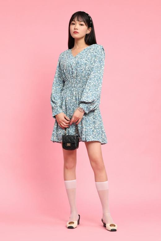 L.Fleuri V领碎花收腰连衣裙 11736 商品图1