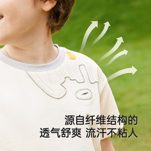 英氏儿童T恤夏季短袖透气凉感男童户外百搭T恤中大童短袖2025新款 商品图2