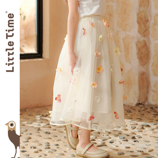 Littletime女童半身裙2025新款夏装小女孩公主风立体花瓣网纱半裙 商品图2