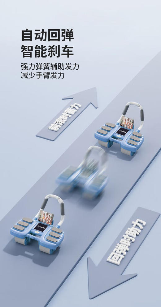【轻松练出腹肌】凯速自动回弹肘撑健腹轮升级款 平板支撑二合一 送辅助训练小瑜伽垫膝垫 商品图4