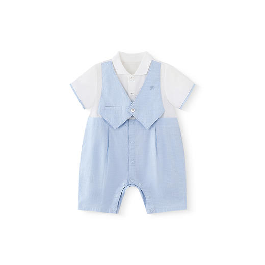 【商场同款】英氏婴儿衣服夏季短袖透气小宝宝包屁衣礼服款连体衣 商品图4