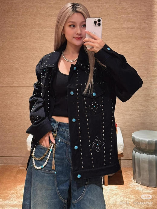 新品 1V 2024新款 绿松石刺绣牛仔夹克 商品图3