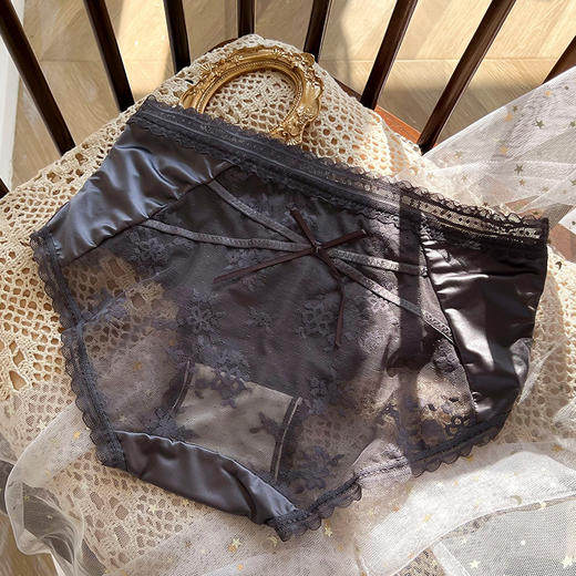 【约会战袍❗️4条装缎面蕾丝内裤】高端丝滑柔柔软软，透气舒适抗jun纯棉裆，女士包臀女士中腰三角裤QQ 商品图8