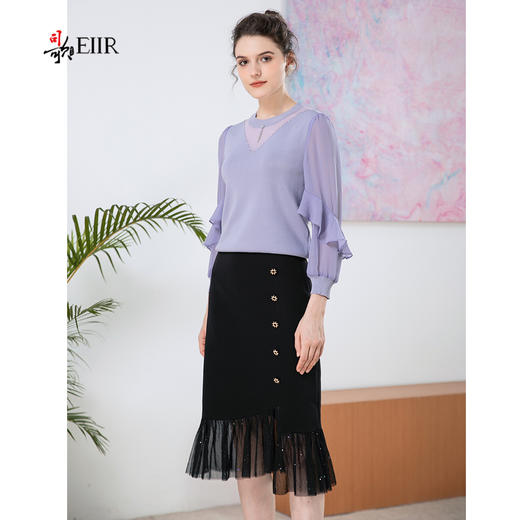 司歌针织荷叶边宽松针织衫T901246X 商品图1