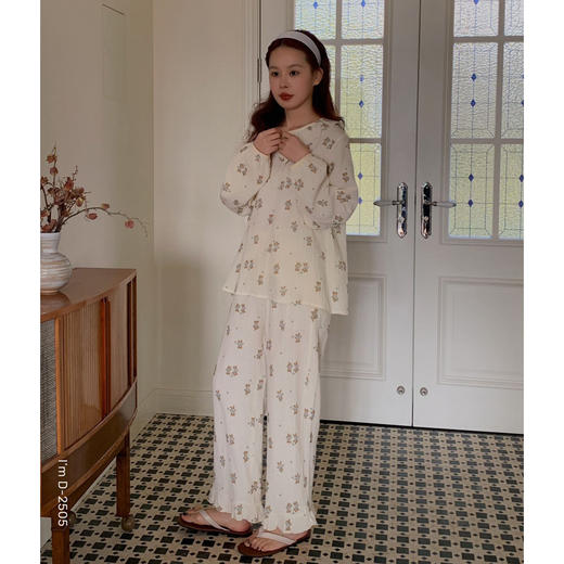 【柔软棉纱】2025新款萌趣小动物全棉纱布家居服套装/娃娃领睡裙 舒适圆领长袖睡衣外穿 商品图6