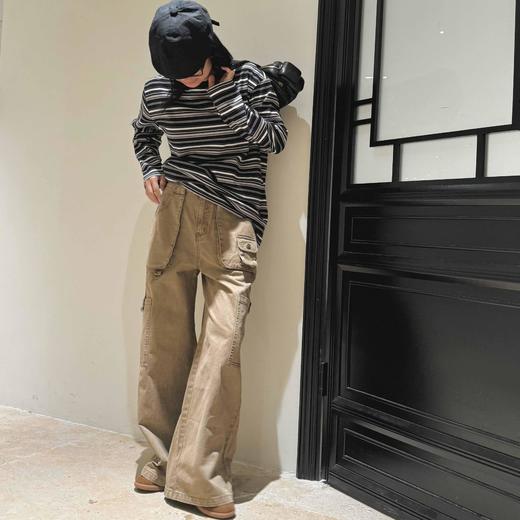 顺丰包邮洛诗琳20848美式高街复古驼色高腰工装阔腿牛仔裤8104 商品图1