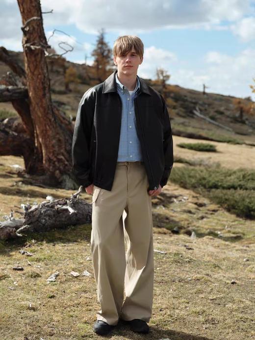 Evistub/E-4DWT902/机车复古廓形美式翻领皮衣夹克 商品图2