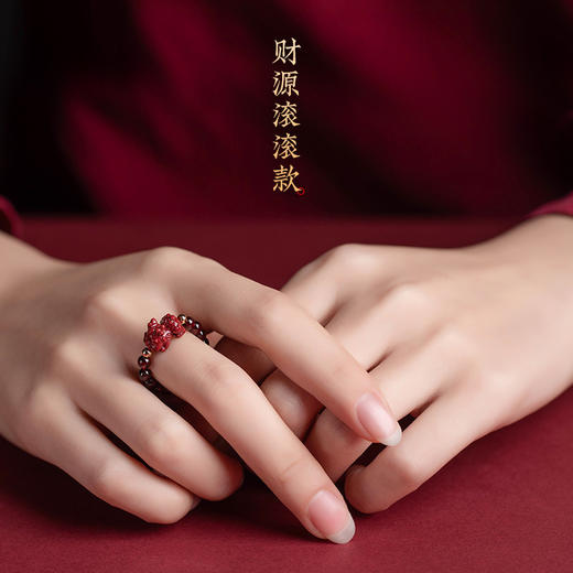 六鑫珠宝 原矿朱砂石榴石戒指 古风 商品图2