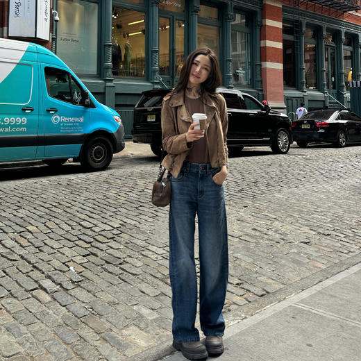 ROMI STUDIO “重磅丹宁” 莱卡棉混纺绳染洗水直筒牛仔裤 431N5041 商品图0