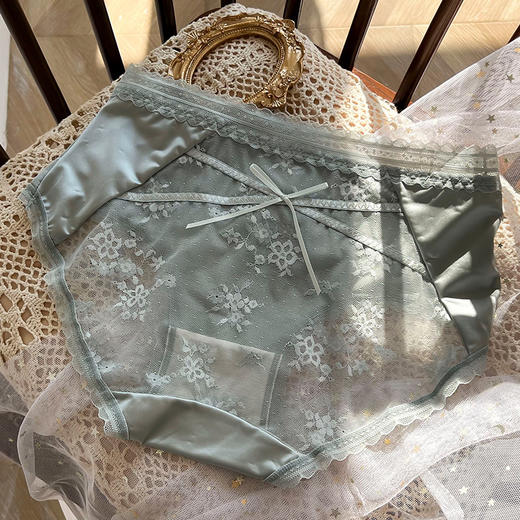 【约会战袍❗️4条装缎面蕾丝内裤】高端丝滑柔柔软软，透气舒适抗jun纯棉裆，女士包臀女士中腰三角裤QQ 商品图4