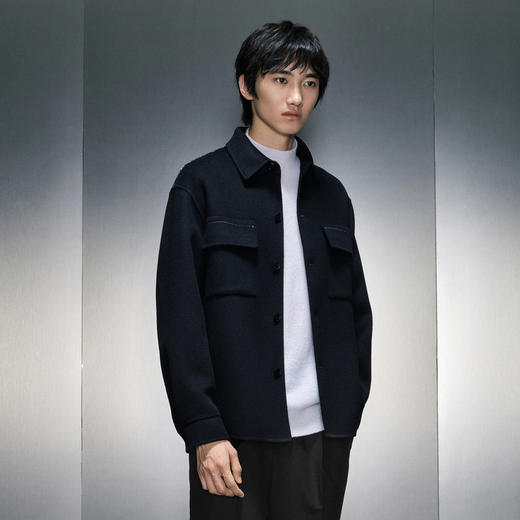 GXG男装 冬季热卖黑色羊毛精致短款大衣GEX10625844 商品图2