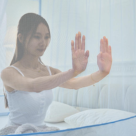 自然醒加密遮光防尘顶拉链蚊帐家用卧室儿童防摔掉床回底蒙古包2502HH 商品图8