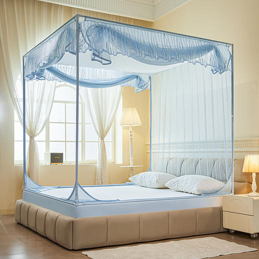 自然醒加密遮光防尘顶拉链蚊帐家用卧室儿童防摔掉床回底蒙古包2502HH 商品图11