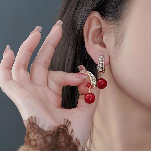 红色耳饰轻奢高级感耳环一式俩戴新款爆款百搭个性耳饰品 商品图3