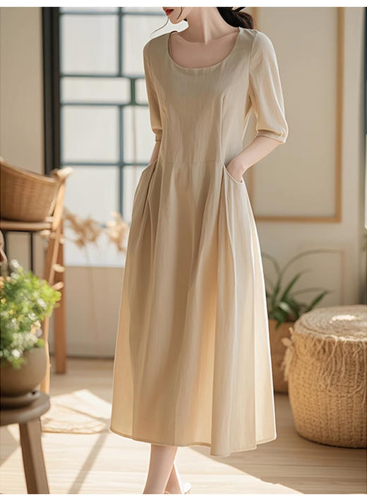 裁缝学苑AQ427显瘦设计感小众U领长款连衣裙纸样女装裙子样板图 商品图1