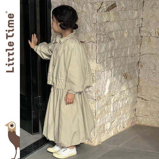 Littletime女童套装春秋新款儿童时尚泡泡袖上衣裙子运动服两件套 商品图3