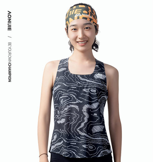 奥尼捷女士运动背心印花风洞设计透气速干工字背心跑步瑜伽训练越野马拉松竞技背心巨凉快FW6188 商品图4