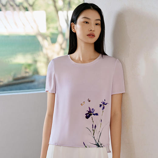 【水墨印花】金三塔真丝小衫女100%桑蚕丝宽松舒适T恤春夏女士新品  YSFFA701 商品图1