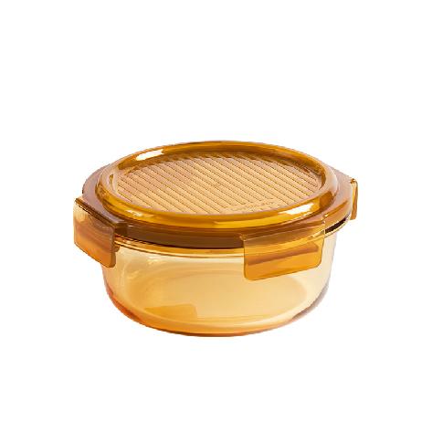 LCB221FU 乐扣乐扣 琥珀圆形玻璃保鲜盒650mL 商品图1