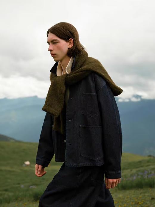 Evistub/E-4QWT436/14OZ进口丹宁原色水洗靛蓝牛仔夹克 商品图3