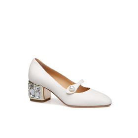 豪麟名鞋进口迪嘉女鞋玛丽珍鞋羊皮革S25508白色