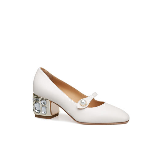 豪麟名鞋进口迪嘉女鞋玛丽珍鞋羊皮革S25508白色 商品图0