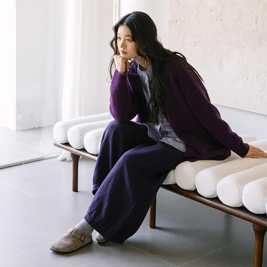 绽放旅行女装037朵/早春新款羊毛羊驼毛混纺针织开衫文艺毛衣外套 商品图2