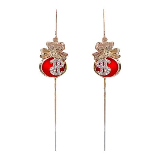 红色福袋耳线女适合过年的耳环轻奢小众设计感钱袋耳环新年耳饰 商品图4