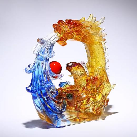 【样品特惠3折，仅1个】福缘琉璃-新中式家居客厅装饰摆件新婚结婚礼品 喜结良缘摆件/福缘琉璃鱼跃龙门摆件 商品图4