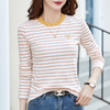 百媚生 棉质条纹针织衫女蝴蝶刺绣上衣482 商品缩略图5