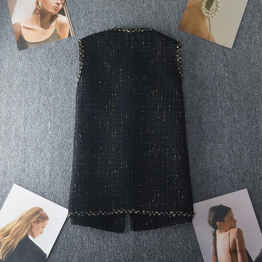 雀说 大码女装胖mm新款小香风马甲胖妹妹中长款时髦金丝背心马夹200斤5ZF-21703 商品图2