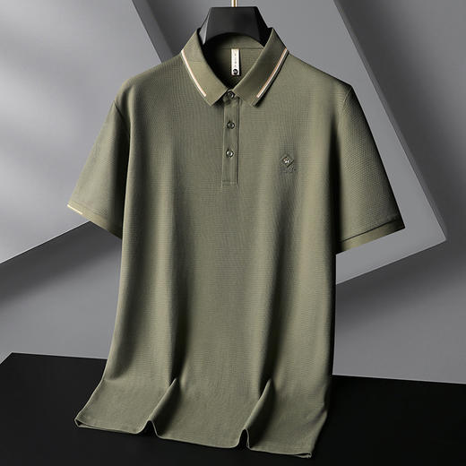 【DG】大依优型大码翻领短袖Polo衫加肥加大休闲体恤男夏季薄款棉质汗衫胖子宽松上衣男士 商品图0