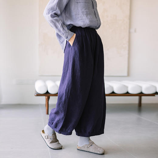 绽放旅行女装052朵/春季新款女100亚麻灯笼裤宽松显瘦文艺休闲裤 商品图1