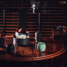 学古|紫砂建水 秋桂/蓝雪/海鼠/荷茎绿宜兴紫砂胎炉钧釉小渣斗