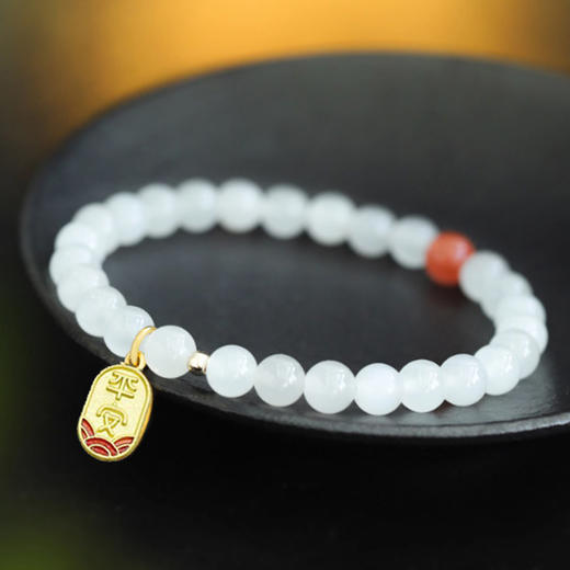 【经典】平安健康和田玉白玉女士手串6mm  和田玉老料羊脂玉新中式国风转运珠串带证书 商品图3