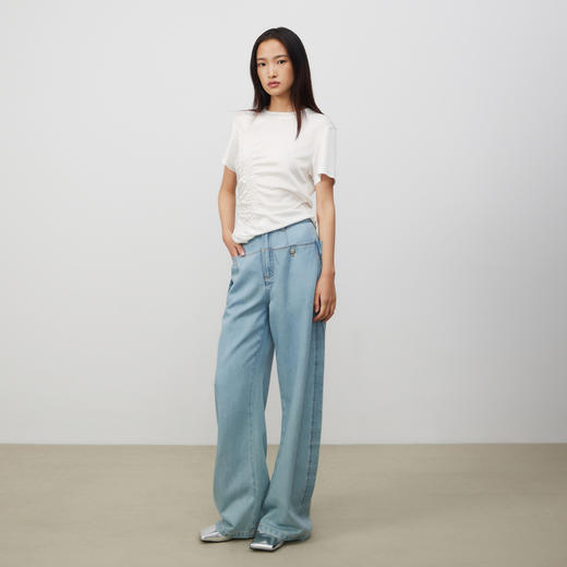 lost in echo2025春夏新款大口袋宽松高腰直筒显瘦牛仔裤阔腿裤女 商品图1