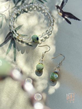 三生石·白水晶诗意陶瓷手链、耳饰
